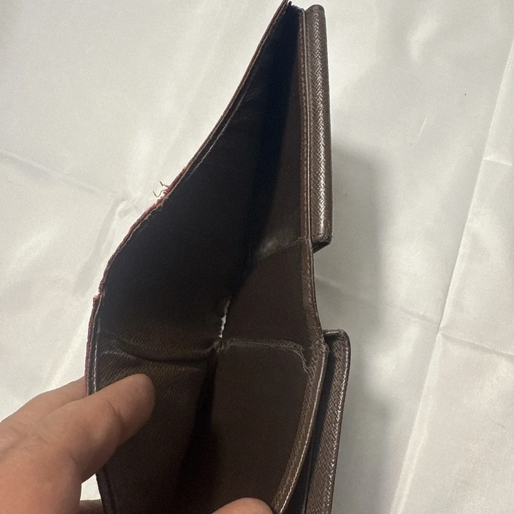 Louis‎ Vuitton Damier Ebene Multiple Bifold Wallet Monogram Slender Canvas Brown